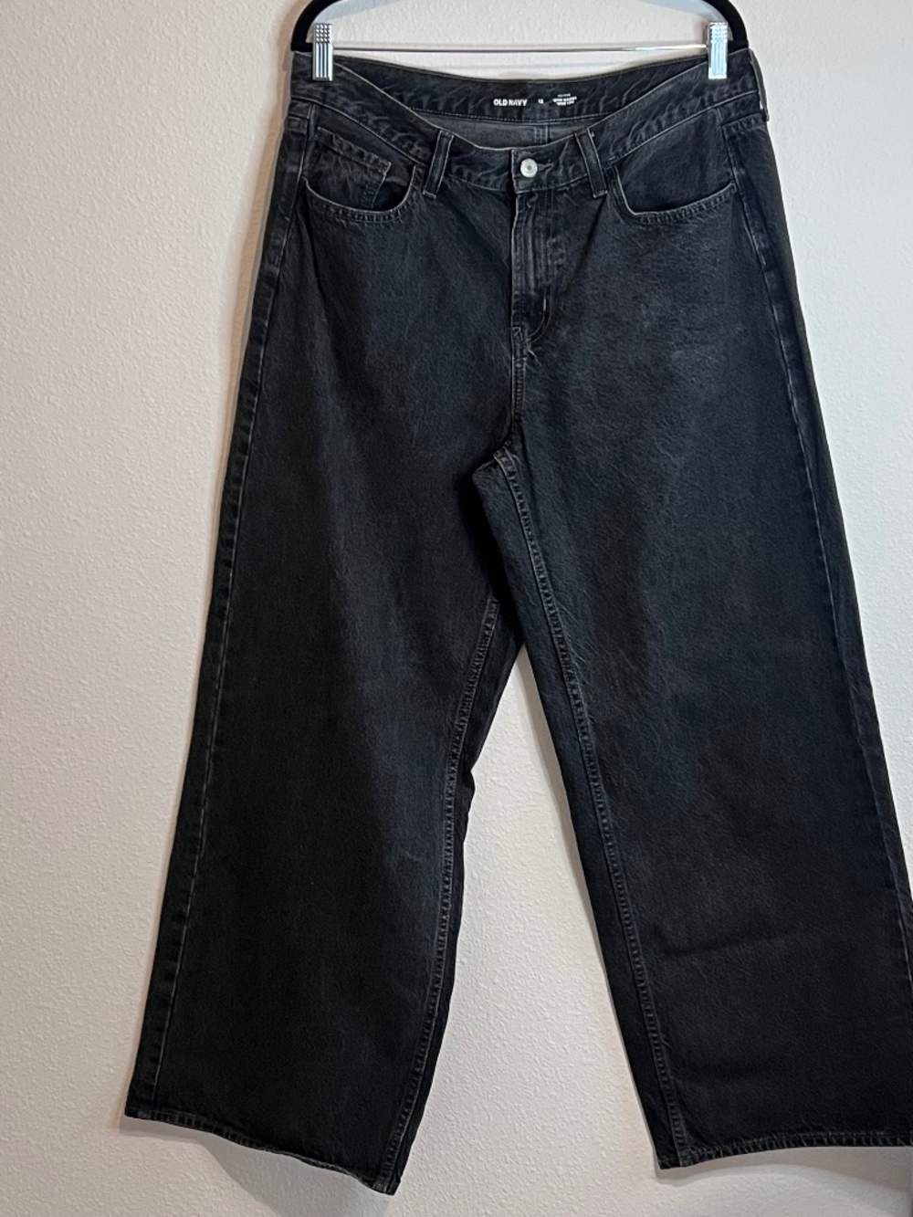 Custom Old Navy WOW Baggy Wide Leg Jeans Hand-Stitched Sashiko Inspired Size 12